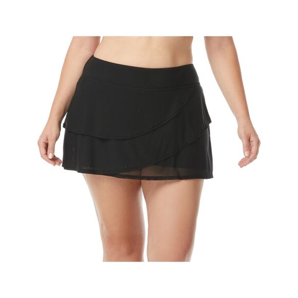 Coco Reef Large Black Mesh Layered Swim Skort Swim Suit Bottoms - Picture 1 of 5